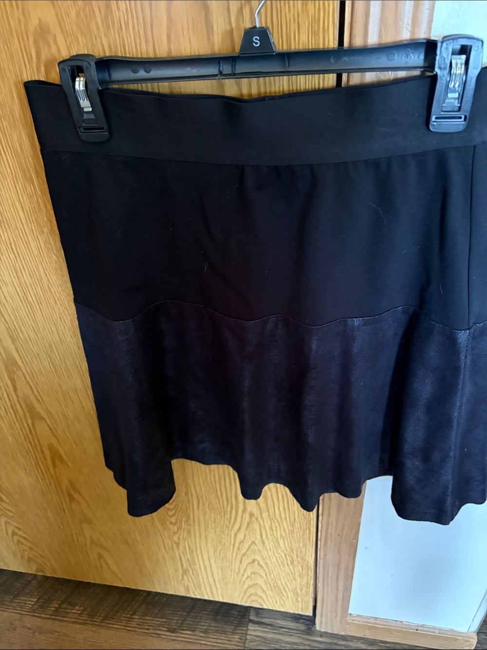 CAbi Black A-Line Skirt with Textured Panel